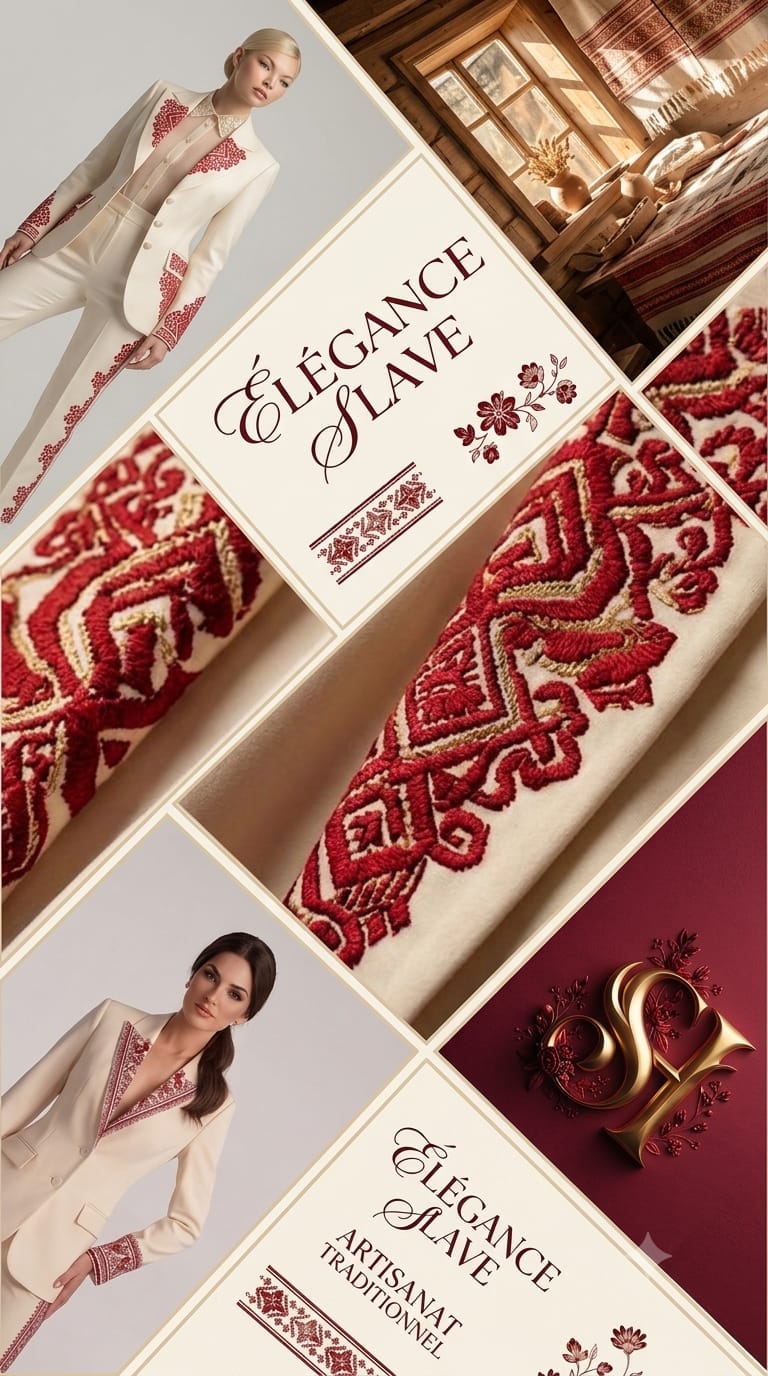 Moodboard élégance slave — pièces modernes brodées et motifs traditionnels
