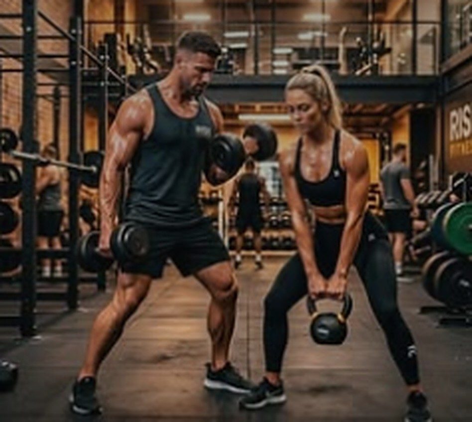 Coach et adhérente en séance de kettlebell dans la salle Élan