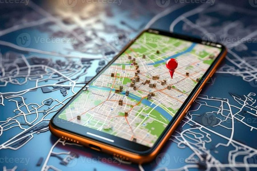 Smartphone affichant un itinéraire sur une carte