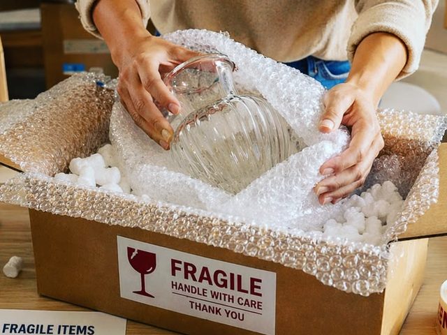 Emballer un objet fragile dans du papier bulle